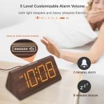 Wooden Digital Alarm Clock with USB Port