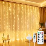 300 LED Fairy Curtain Lights with Remote Timer