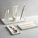 Set of 2 White Ceramic Bathroom Trays