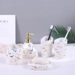 Gold Marble Bathroom Accessories Set – 6 Pieces