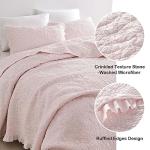 Pink Ruffled Queen Quilt Set with Pillow Shams