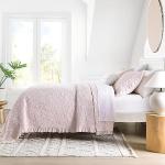 Pink Ruffled Queen Quilt Set with Pillow Shams
