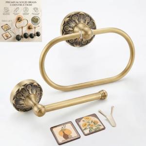 Vintage Brass Toilet Paper Holder with Petal Base