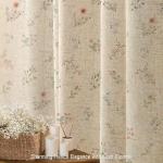 Floral Vintage Linen Shower Curtain with Tassels