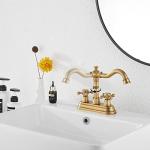Antique Brass Double Handle Bathroom Faucet Set
