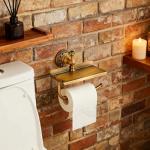 Vintage Wall-Mounted Toilet Paper Holder with Shelf