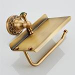 Vintage Wall-Mounted Toilet Paper Holder with Shelf