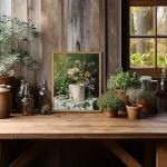 Funny Bathroom Wall Art with Vintage Floral Touch