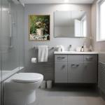 Funny Bathroom Wall Art with Vintage Floral Touch