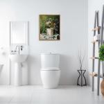 Funny Bathroom Wall Art with Vintage Floral Touch