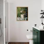 Funny Bathroom Wall Art with Vintage Floral Touch