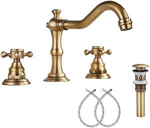 8" Widespread Antique Brass Bathroom Sink Faucet