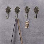 Vintage Bronze Rose Pattern Wall Hooks - 2 Pack