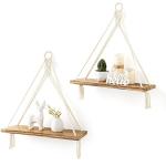Mkono Macrame Hanging Floating Shelves - Set of 2