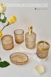 5-Piece Brown Glass Bathroom Accessories Set