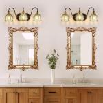 Vintage Bathroom Vanity Light with Green Glass Shades