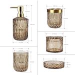 5-Piece Brown Glass Bathroom Accessories Set