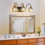 Vintage Bathroom Vanity Light with Green Glass Shades