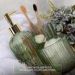 Green Glass Bathroom Accessory Set - 4 Pieces