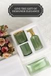 Green Glass Bathroom Accessory Set - 4 Pieces