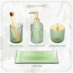 Green Glass Bathroom Accessory Set - 4 Pieces