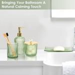 Green Glass Bathroom Accessory Set - 4 Pieces