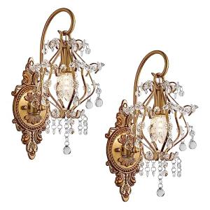 Gold Crystal Vintage Wall Sconces - Set of 2