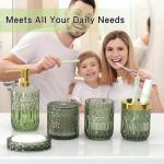 Green Glass Bathroom Accessories Set - 5 Pieces