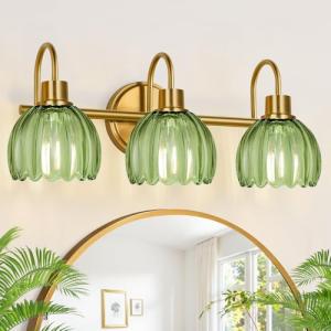 Brushed Gold 3-Light Bathroom Vanity Lights