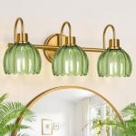 Brushed Gold 3-Light Bathroom Vanity Lights