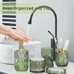 Green Glass Bathroom Accessories Set - 5 Pieces