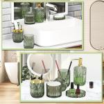 Green Glass Bathroom Accessories Set - 5 Pieces