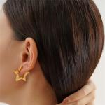 Gold Star Geometric Hoop Earrings for Women