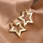 Gold Star Geometric Hoop Earrings for Women