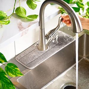 Kitchen Faucet Sink Mat - Absorbent Microfiber, Grey