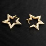 Gold Star Geometric Hoop Earrings for Women