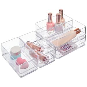 Stackable Clear Drawer Organizer Set - 6 Pieces