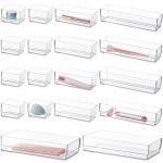 Clear 18-Piece Stackable Drawer Organizer Set