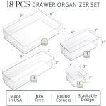 Clear 18-Piece Stackable Drawer Organizer Set