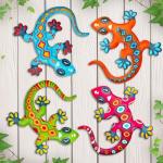 Metal Gecko Wall Art - Set of 4 Decor