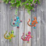 Metal Gecko Wall Art - Set of 4 Decor