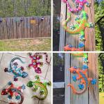 Metal Gecko Wall Art - Set of 4 Decor