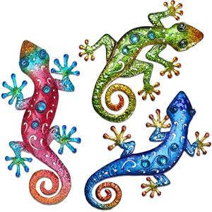 Metal Gecko Wall Decor - 3 Pack Set