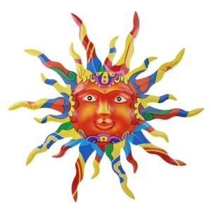 Colorful 30" Metal Sun Wall Art for Outdoors
