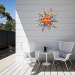 Colorful 30" Metal Sun Wall Art for Outdoors