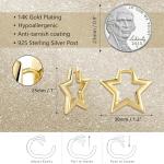 Gold Star Geometric Hoop Earrings for Women
