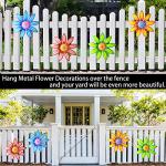 Colorful Metal Flower Wall Decor Set, 4 Pack
