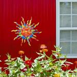 Colorful 30" Metal Sun Wall Art for Outdoors