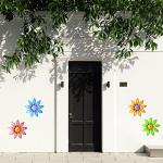 Colorful Metal Flower Wall Decor Set, 4 Pack