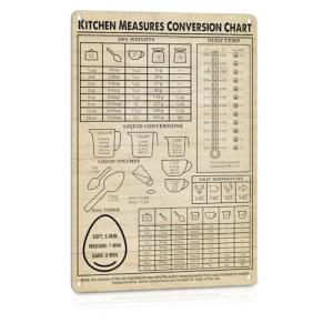 Vintage Kitchen Conversion Chart Metal Sign 12x8